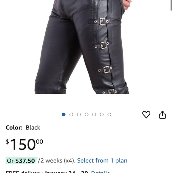 Edgy Black Leather Buckle Pants - Picture 7 of 7